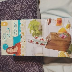 The Pioneer Woman Sweet Rose Cutlery Prep Set with Wood Block